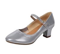 Genérico Sandalias Tacon Mujer Pies Anchos Verano Vestir Sala de Latin Dance Shoes Women Fashion Prom Dancing Solteron Women'S Sandalias de Playa Mujer Talla 43 (Silver,37)