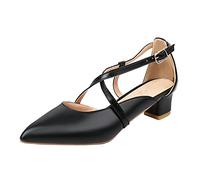 Genérico Sandalias Tacon Mujer,Sandalias de tacón bajo con hebilla de cuero para mujer, de comercio exterior, primavera grande, con espalda hueca