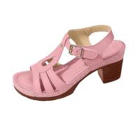 Genérico Sandalias Tacón Mujer Sandalias Mujer Tacón Sandalia Cómodo Sandalia Verano Punta Abierta Con Tacón Pescado Boca Con Cordones De Tobillo Grueso Tacón Alto Zapatos Verano, Rosa C, 36 EU