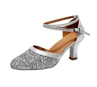 Genérico Sandalias Tacon Mujer Verano Anchas Plataforma Mujeres Fashion Modern Dance Shoes Ballroom Latin Dance Soft Bottom Sandals Sandalia Cuñas Mujer Tallas Grandes (Silver,40)