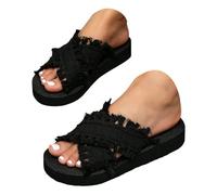 Genérico Sandalias Trekking Mujer Sandalias para mujer, calzado étnico con borlas de con imitación cuerda y tiras Verano Zapato Mujer (41)