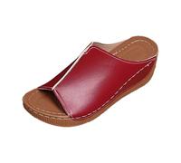 Genérico Sandalias Verano Mujer Sandalias de cuña cómodas y transpirables para mujer, ideales para uso informal, caminar en la playa, primavera, verano y otoño (Brick Red, 5)