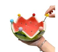 Generico Sandía | De Cerámica Para Ensalada Con 6 Tenedores Acero,Utensilios De Cocina Para Boda Café Fiesta Vacaciones Casa Acción de Gracias Restaurante Bar