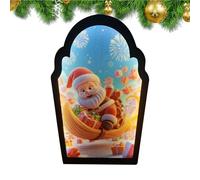 Genérico Santa Claus Holographic Mirror - LED Novelty Christmas Decoration | Wavy Border Hologram Mirror For Bedroom, Kitchen, Fireplace, Wall & Holiday Party Decor