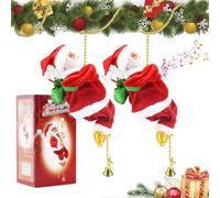 Genérico Santa Claus Musical Climbing Rope, Animated Climbing Santa on Rope with Music, Electric Battery Operated Christmas Decorations for Tree, Window, Wall & Home Decor (2 PCS)