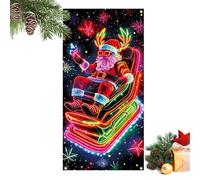 Genérico Santa Door Cover - Fluorescent Christmas Door Wrap, Glow-In-The-Dark Holiday Backdrop, Festive Entrance Decoration, Waterproof Design, Wall Cover for Home, Party, School, 3x6ft
