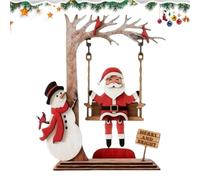 Genérico Santa Figurines,Cute 3D Wooden Swing Home Decor | Christmas Figurines Santa,for Home Room Dormitory Apartment Indoor Holiday Party Offices