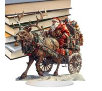 Genérico Santa Holiday Ornament | Santa with Reindeer Figurine | 2D Acrylic Sannta In Sleigh with Deer Tablepiece | Handcrafted Sannta Claus Figurine For Indoor Home Decor, Kitchen, Shelf