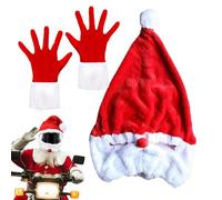 Genérico Santa Motorcycle Headgear, Plush Helmet, Funny Christmas Motorbike Hat, Christmas Gloves Decoration, Funny Plush Motorcycle Headgear with Gloves and Hat