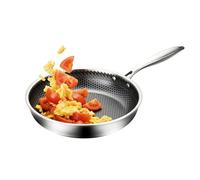 Genérico Sartén antiadherente | Utensilios de cocina redondos de acero inoxidable | Sartén para Todo Tipo de Cocinas,para Cocina, Casa Rural, Camping, Steak, Pescado, Carne, Verduras, Huevos