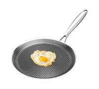 Generico Sartén de acero inoxidable - Diámetro interior 24 26 28 cm, olla para huevos resistente, sartén para sauté de fondo | mochila de hombro senderismo picnic patio herramienta de cocina tortilla