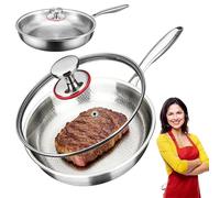 Genérico Sartén Titanio X Antiadherente Sin Recubrimientos, Martillada Pro Sartenes De Titanio Puro Con Tapa, Seguro, Duradero, Resistente A Los Arañazos Y Se Calienta De Manera Uniforme (30cm)