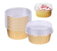 Genérico Sartenes de aluminio - 3,27 pulgadas | Papel de aluminio - Tazas pequeñas es con transparentes para freidora de aire, fácil extracción de alimentos, uso elegante en la cocina, 10 unid