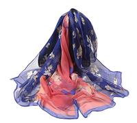 Generico Satén grande para mujer con estampado ligero, floral, chal, bufandas, bufandas, protección solar, chales y envolturas para primavera, turquesa, Talla única