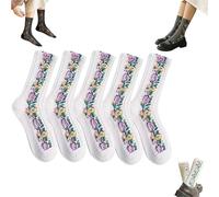 Genérico Saturatione Vintage Embroidered Floral Socks, Saturation Floral Sock, Soft, Comfortable Knitting Florals Socks (White)