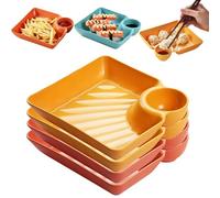 Genérico Sauce Separated Plate, Chips and Salsa Serving Dish Plates, Dumpling Plate with Sauce Dish, Reusable Chip and Dip ServingDish for Dumplings, Fruit & Charcuterie (Yellow+Orange)