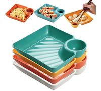 Genérico Sauce Separated Plate, Chips and Salsa Serving Dish Plates, Dumpling Plate with Sauce Dish, Reusable Chip and Dip ServingDish for Dumplings, Fruit & Charcuterie (4PCS)