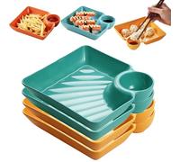 Genérico Sauce Separated Plate, Chips and Salsa Serving Dish Plates, Dumpling Plate with Sauce Dish, Reusable Chip and Dip ServingDish for Dumplings, Fruit & Charcuterie (Green+Yellow)