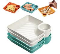 Genérico Sauce Separated Plate, Chips and Salsa Serving Dish Plates, Dumpling Plate with Sauce Dish, Reusable Chip and Dip ServingDish for Dumplings, Fruit & Charcuterie (White+Green)