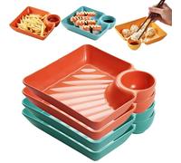 Genérico Sauce Separated Plate, Chips and Salsa Serving Dish Plates, Dumpling Plate with Sauce Dish, Reusable Chip and Dip ServingDish for Dumplings, Fruit & Charcuterie (Orange+Green)