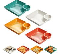 Genérico Sauce Separated Plate, Chips and Salsa Serving Dish Plates, Reusable Dipping Plates, Dumpling Plate with Dipping Saucer For Sushi, Chips, Fried Chicken Nuggets (Mix)