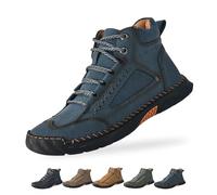 Genérico Saw Behind - Sawbehind Mens Boots Men's Comfortable Handmade Leather Boot, Waterproof, Arch Support, for Hiking (Dark Blue,42)