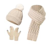 Generico Scarf Gloves Hat Set For Teen Girls Women&Men Autumn Winter Warm Wool Hat Scarf Gloves Three Pieces Regalos para Después de Fiesta, beige, Talla única