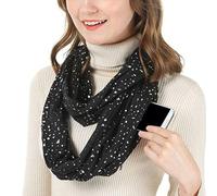 Genérico Scarf with Pockets - Sequined Infinity Scarf for Women | Lightweight Soft Fabric with Zipper Pocket, Stylish Winter Accessory for Outdoor Travel Party Casual Home Garden Hiking Camping