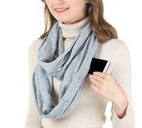 Genérico Scarf with Pockets - Sequined Infinity Scarf for Women | Lightweight Soft Fabric with Zipper Pocket, Stylish Winter Accessory for Outdoor Travel Party Casual Home Garden Hiking Camping