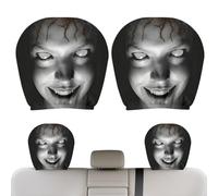 Genérico Scary Face Funny Headrest Covers For Cars, 4 Pieces Car Headrest Cover Face, Polyester Car Seat Head Rest Cover for Sedan Truck SUV