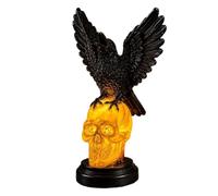 Generico Scary Gothic Resin Festive LED Night Lights - Spooky Skull Decor | Raven Skull Gothic Lamp Halloween Decor For Home Living Room Desk Table Shelf Haunted House Holiday