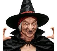 Genérico Scary Halloween Face Cover - Breathable Realistic Witch Elastic Cap, Scary Halloween Head Covering, Horror Old Crone Latex | Creepy Sorceress Full Headpiece for Holiday Party Cosplay Events