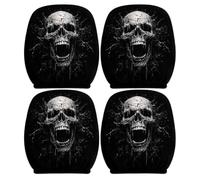 Genérico Scary Headrest Covers - Elastic Skeleton Print Protector 4 Pieces