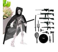 Genérico Schädel Actionfigur - Skelett Spielzeug Figur zum Zusammenbauen | Bewegliche Modellfigur | Montageschädel mit Umhang Kampfwerkzeug für Mädchen Spiel Sammlung