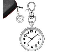 Generico Schlüsselanhänger Uhr - Taschenuhr | Schlüsselanhänger Runde -Schlüsselschnalle Uhr, Exquisiter Uhrentaschen-Clip-Anhänger Für Feiertage, Familien, Liebhaber, Plateado,