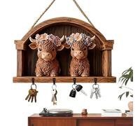 Genérico Schlüsselhalter Wandmontage | Rind Holz Garderobe - Dekorative Haken für die Wand | Flur Eingang Wohnzimmer Türöffnung Badezimmer Eingangsbereich Eingang Wohnzimmer Haustür Garage