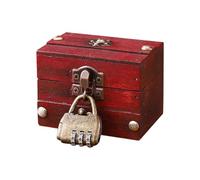 Genérico Schmuckkästchen Vintage Holz Schloss - 6x9x6,5cm Antik Retro Groß Fassungsvermögen, Aufbewahrungsbox Organizer Dekorativ Requisiten, Schlafzimmer Flur Kommode Nachttisch | für Büro Schrank