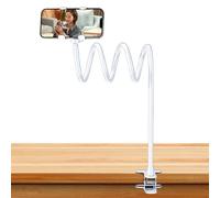 Genérico Schwanenhals Telefonhalter Für Bett & Schreibtisch - Flexibler Handyhalter Mit 360° Rotación | Universal Smartphone-Halterung Zum Klemmen, Deformationsfunktion Für Perfekten Winkel, Weiß