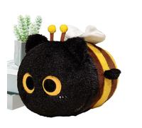 Genérico Schwarze Katze Biene Plüschkissen 20CM Weiches Kawaii Kuscheltier für Kinder,Niedliches Katze Plüschtier,Perfektes Kuschelkissen und Geschenk