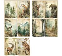 Genérico Scrapbooking Vintage Decoración 10 hojas tamaño A5 animales del bosque liebre ardilla fondo Vintage Grunge diario planificación álbum de recortes