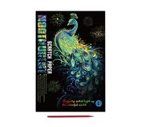 Genérico Scratch Painting Glow in the Dark - 4X Engraving Scratchboard with Pen | Whale Butterfly Marine Life Bird Designs, 21x28.5cm Paper, 150g Fun Arts and Crafts Cards for Boys Girls