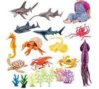 Genérico Sea Animal Toys - Realistic Marine Life Figurines, Interactive 21-Piece Discovery Set, 23.5x17.3x17cm Dimensions, nonn-toxc PVC Qualiity, Smmooth Water-Safe Surrface - For Pool & Aquarium