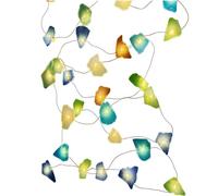 Generico Sea Glass LED String Lights - Coastal Ambient Glow Illumination Decorative Frosted Texture, Battery Operated + Warm White Diode | Shatterproof Tumbled Silica Pebble - For Patio & Garden