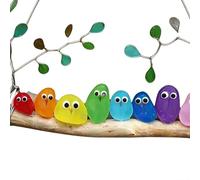 Genérico Sea Glass Ornament | Handmade Decorative Ornament | 20x20cm | Sea Glass Bird Wall Art | Branch Colorful Bird Wall Art | Ready To Suspend | For Balcony Display Garden