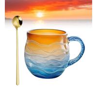 Genérico Sea Glass Sunset Mug, Handcrafted Sea Glass 12 Oz Handblown Ocean Wave Pattern Mug Cup, Beach Theme Mugs For Tea, Drinkware For Ocean Decor Lover (1Pcs)