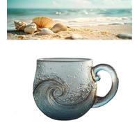 Genérico Sea Glass Wave Mug, 12 Oz Handblown Ocean Wave Glass Mug Cup, Handcrafted Sea Inspired Drinkware, Artistic Ocean-Themed, for Ocean Lovers (A,1*Pcs)