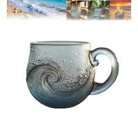 Genérico Sea Glass Wave Mug,Sunset and Wave Dual Design,Handcrafted Ocean Theme Coffee Mug Cup,Coastal Beach Themed Artistic Coffee and Tea Drinkware for Beachs & Surf Lover (1pcs)