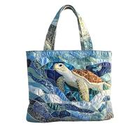 Genérico Sea Turtle Bag - Lightweight Canvas Handbag Shoulder Pouch, Trendy Summer Style | Reusable Portable Women Bag For School Office Travel Outdoor Daily Walking