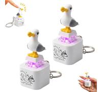 Genérico Seagull Mine Button Keychain, Rechargeable Fidget Clicker with Real Sound & LED Light,Mine Seagull Keychain Funny Stress Relief Desk Accessory for Adults Gamers (2 PCS)