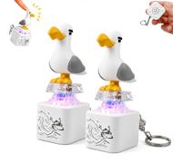 Genérico Seagull Mine Button Keychain, Seagull Mine Sound Button Keychain, Rechargeable Fidget Clicker with Real Sound & LED Light (2Pcs)
